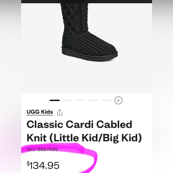 UGG Classic Cardi Cabled Knit Tall Boots (Big Kid) | Color: Black | NEW/NIB!!🖤 - Picture 6 of 14